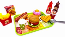 LT169 LANDTOYS ZABAWKOWE JEDZENIE FAST FOOD HAMBURGER HOT DOG FRYTKI TACA GOFR